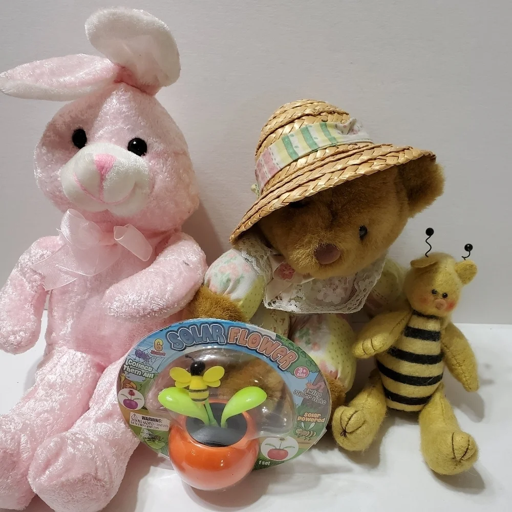 🐇🐝🌼🧸 Bunny, bear, bee, and solar flower set